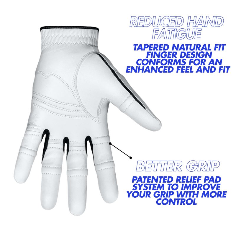 Bionic Men's StableGrip with NaturalFit 2.0 Golf Glove with Dual Expansion Thumb for Best Fit - Premium Cabretta Leather… (White, Medium, Right)