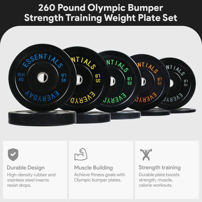 BalanceFrom Olympic Rubber Bumper Weight Plate Set with Steel Hub Inserts – 2-Inch Hole Plates for Strength Training, Powerlifting, and Weightlifting at Home, Garage, or Commercial Gym