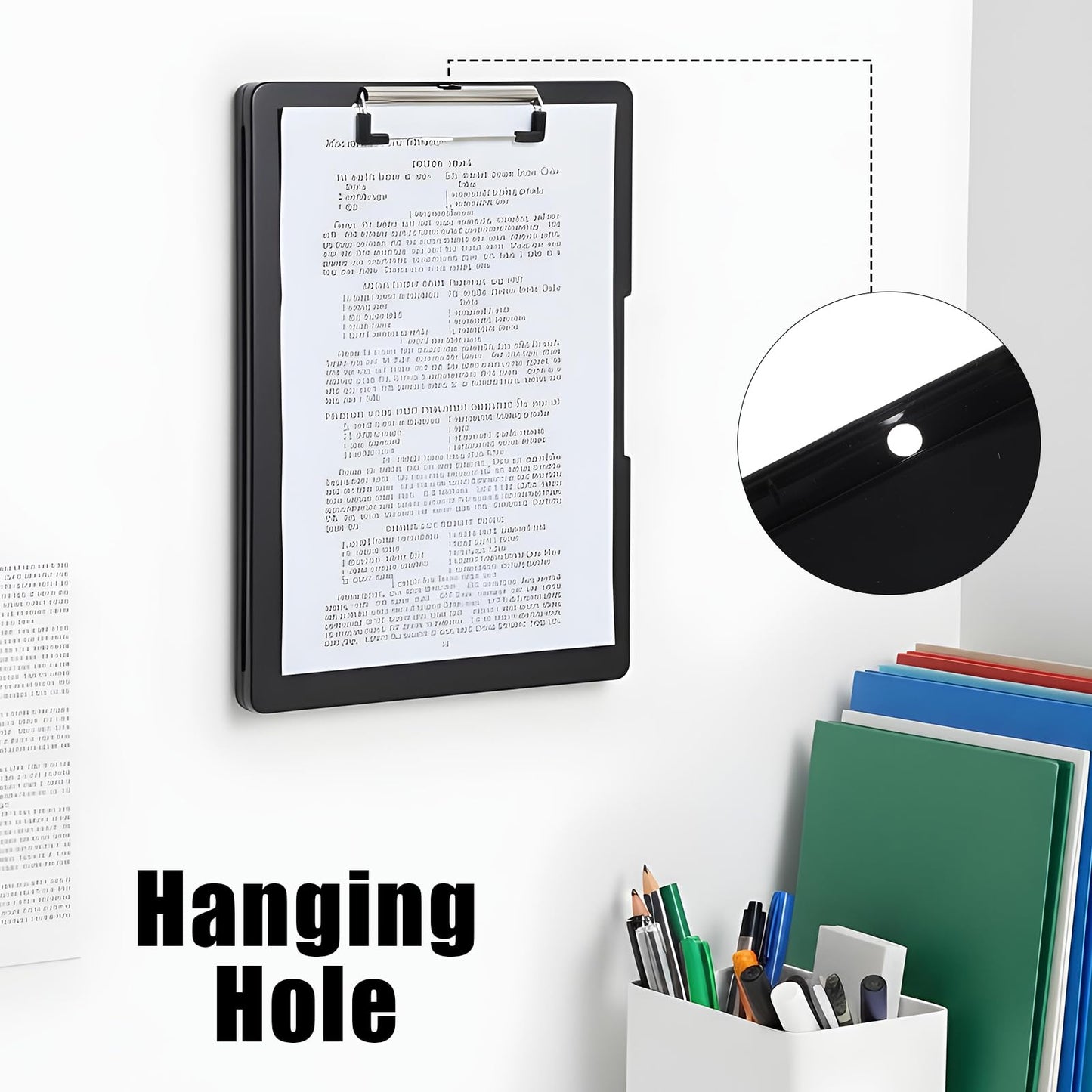 Afcabakila 3 Pack Clipboard with Storage, Foldable Clipboard Organizer with Pen Holder, Heavy Duty Plastic Writing Board for Nurse, Teacher, Student, Office Supplies, Black