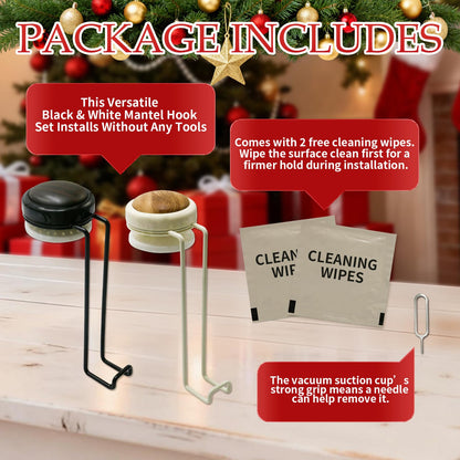 Stuzos 2 Pack Christmas Fireplace Stocking and Garland Hanger,Mantle Garland Holder for Hanging Christmas Stockings (Black Walnut*1PCS+Wood Tone*1PCS, M)