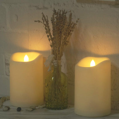 CANDLE CHOICE Waterproof Outdoor Flameless Candles with Remote Timer Large Realistic Flickering Battery Operated Electric LED Pillars Garden Patio Christmas Wedding Decorations 4”x6” 2 Pack