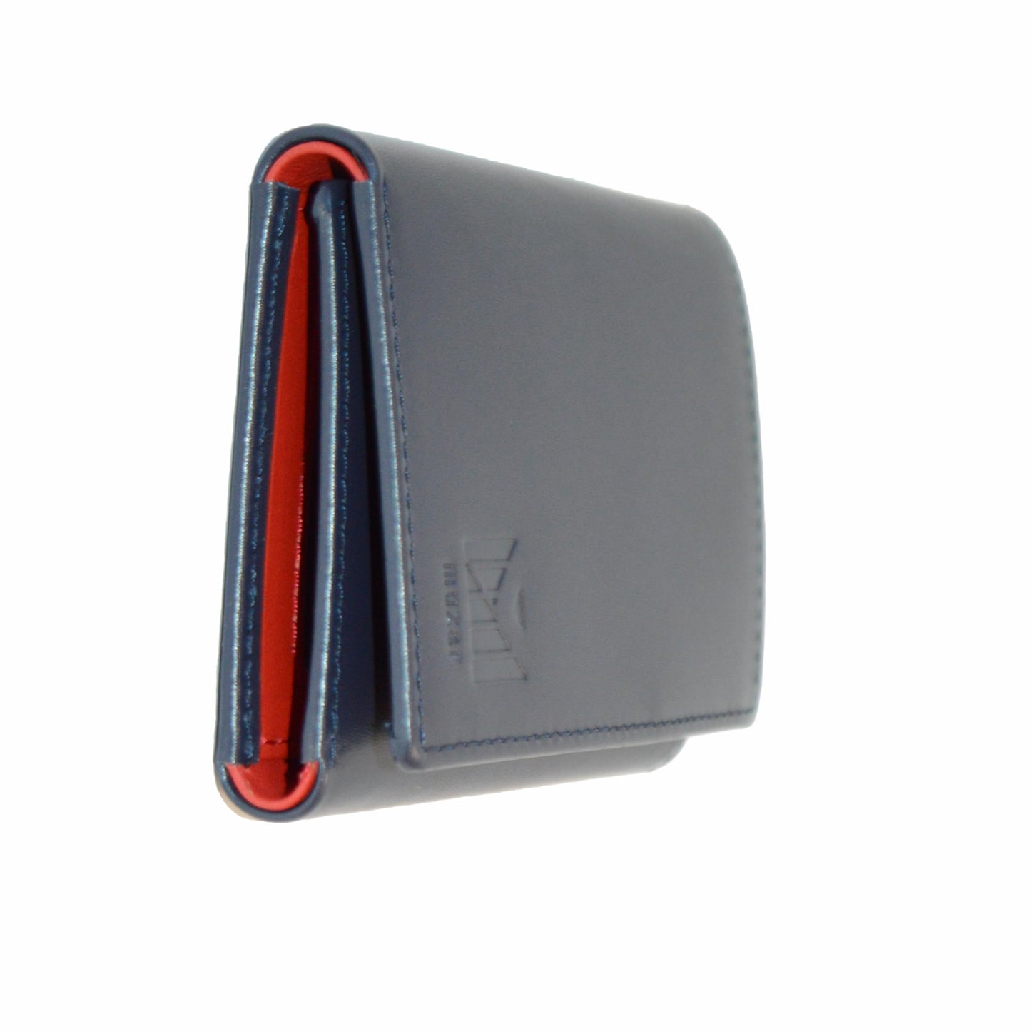 muzaf Trifold Premium Leather Wallet for Men with RFID Blocking (Navy Red)