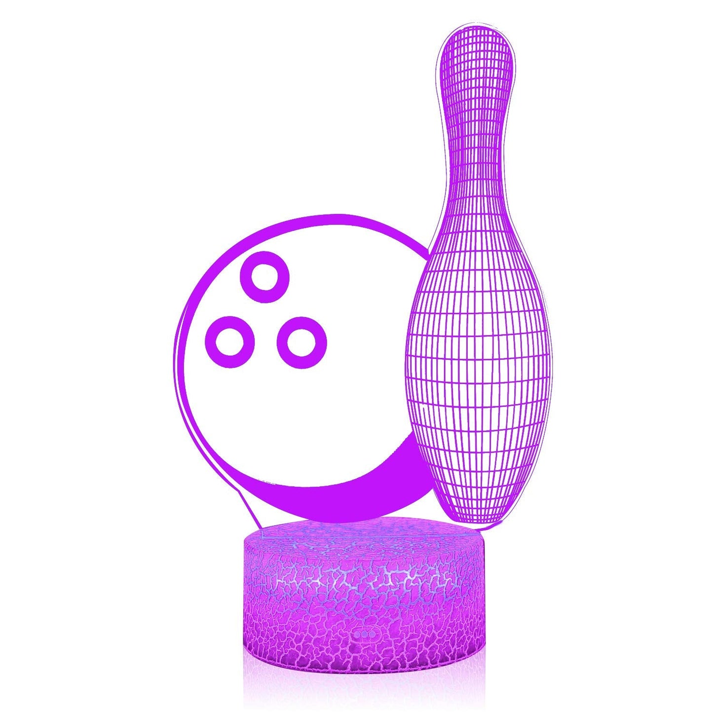 AZALCO 3D Illusion Bowling Night Light Teenager Christmas Gifts Xmas Gift Lamp 16 Color Change Touch White Crack Base Birthday Present with Remote Control Boys Girls