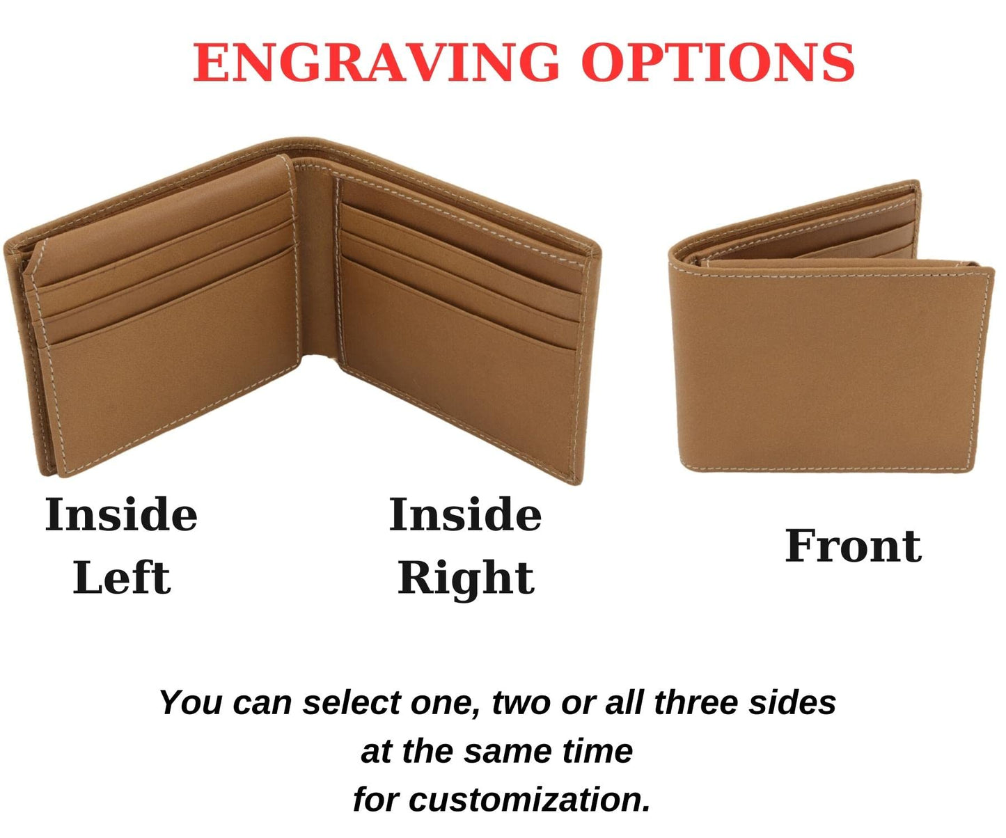 CraftZen Custom Genuine Leather Wallet for Men, RFID Blocking Personalized Bifold Wallet with ID Window, Engraved Real Leather Wallet for Men with Gift Box (Brown)