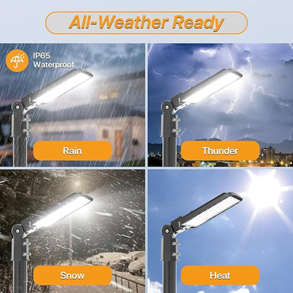 150W Led Parking Lot Lights with Dusk to Dawn Photocell 120V Slip Fitter Pole Mount Lights 5000K Outdoor IP65 Waterproof Commercial Street Area Lighting for Parking Lot, Barn, Church 2Pack