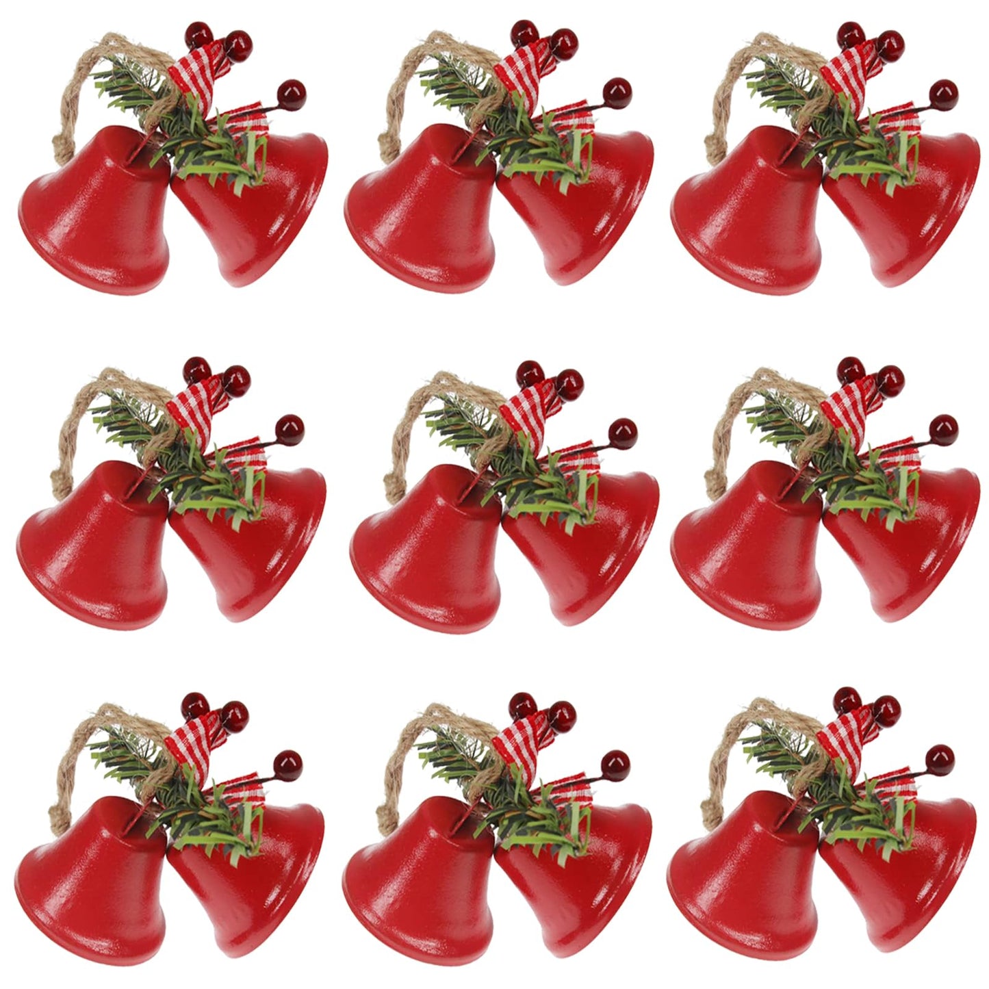 12 Pcs Red Christmas Bells, Tree Hanging Ornaments Metal Jingle Bells for Christmas Holiday Wreath Decoration Party & Home Door Festival Décor Campanas De Navidad