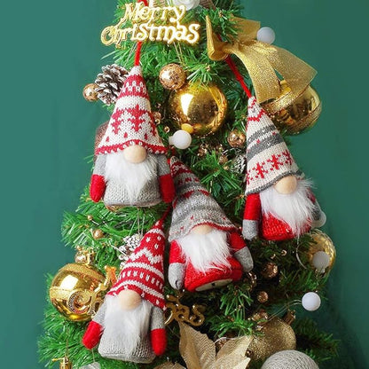 Baodlon Gnome Christmas Ornaments with Led Light, Handmade Swedish Tomte Xmas Gnomes Plush Doll, Scandinavian Santa Elf Table Ornaments, Lighting Hanging Christmas Tree Decorations Home Decor (6 Pack)