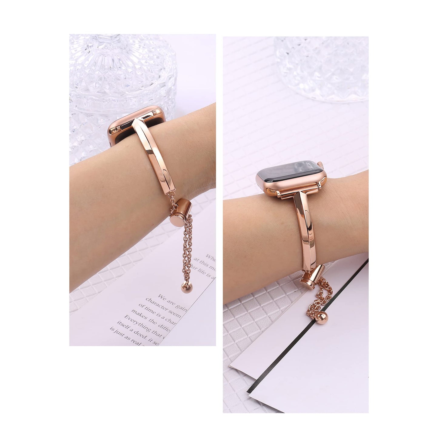 PlusRoc Stainless Steel Band Compatible with Apple Watch Band 38mm 40mm 41mm 42mm(Series 11/10) iWatch SE Series 11 10 9 8 7 6 5 4 3 2 1, Slim Versatile Bangle Bracelet for Women, Copper