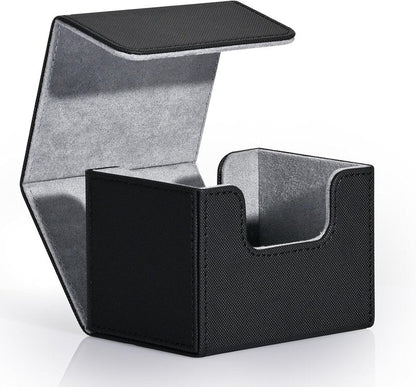 ZLCA Trading Card Deck Box - Leather Magnetic Storage for 120+ MTG Cards | Fits Magic the Gathering (Black)