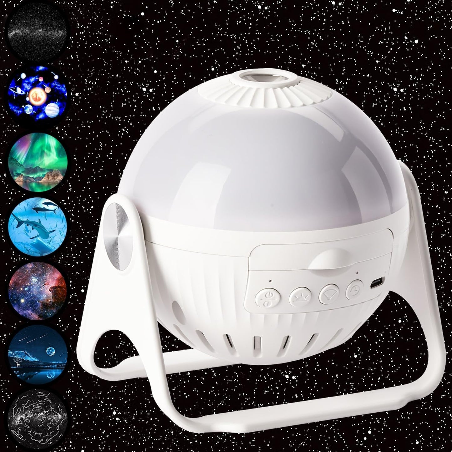Star Projector, 7 in 1 Galaxy Projector, Night Light for Kids Bedroom, Ceiling, Planetarium Projector, Kids Night Light with Timer 360° Rotating Lamp, Christmas, Nursery, Room Decor (White)