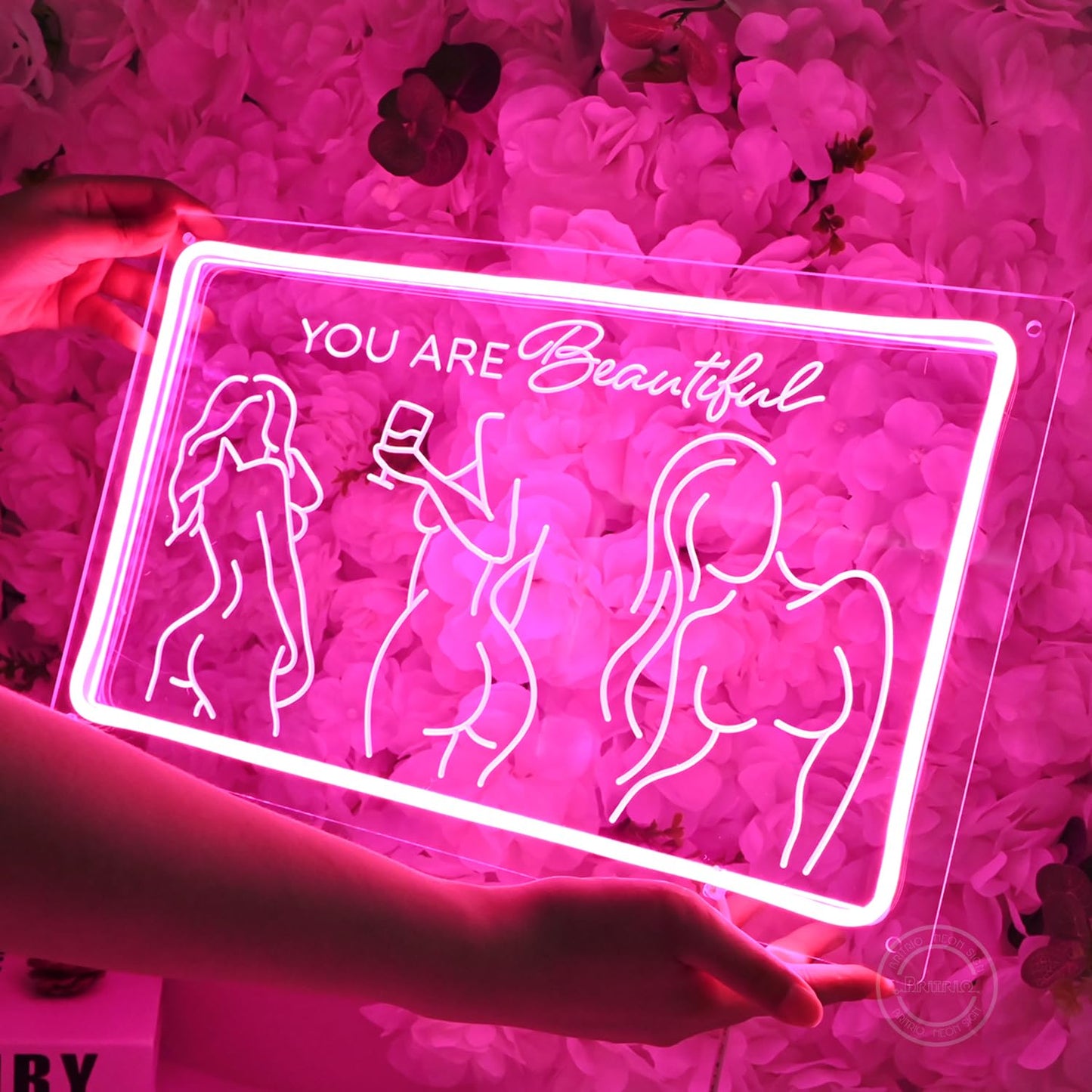Britrio Lady Back Neon Sign Pink Neon Wall Art Decor You Are Beautiful LED Night Light for Girl Bedroom Man Cave Home Bar Pub Store Home Party Decor Women Birthday Gifts 15.75 IN