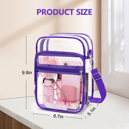 Blvornl Clear Crossbody Bag with Adjustable Shoulder Strap, Stadium Approved PVC Purse Bag, Messenger Bag