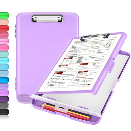 Sooez Clipboard with Storage, Clip Board 8.5 x 11 with Pen Holder, Plastic Organization Case Box for Letter Legal A4 Size Paper, Low Profile Clip, Nurses Teachers Must Haves, School & Office Supplies