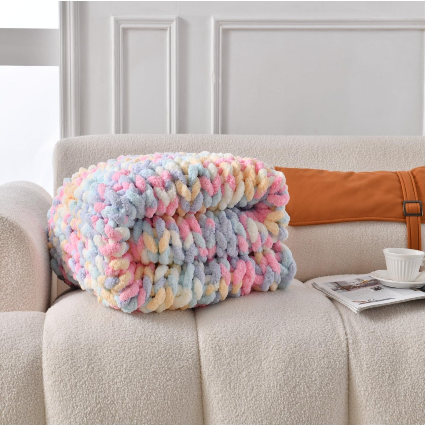 Ultra Soft Chunky Knit Throw Blanket 50x70 Hand Knitted Warm Chenille Throw Blanket, Home Decor Soft Thick Yarn Cable Knit Blanket Breathable Fleece Banket Christmas for Couch Bed Sofa Best Gift