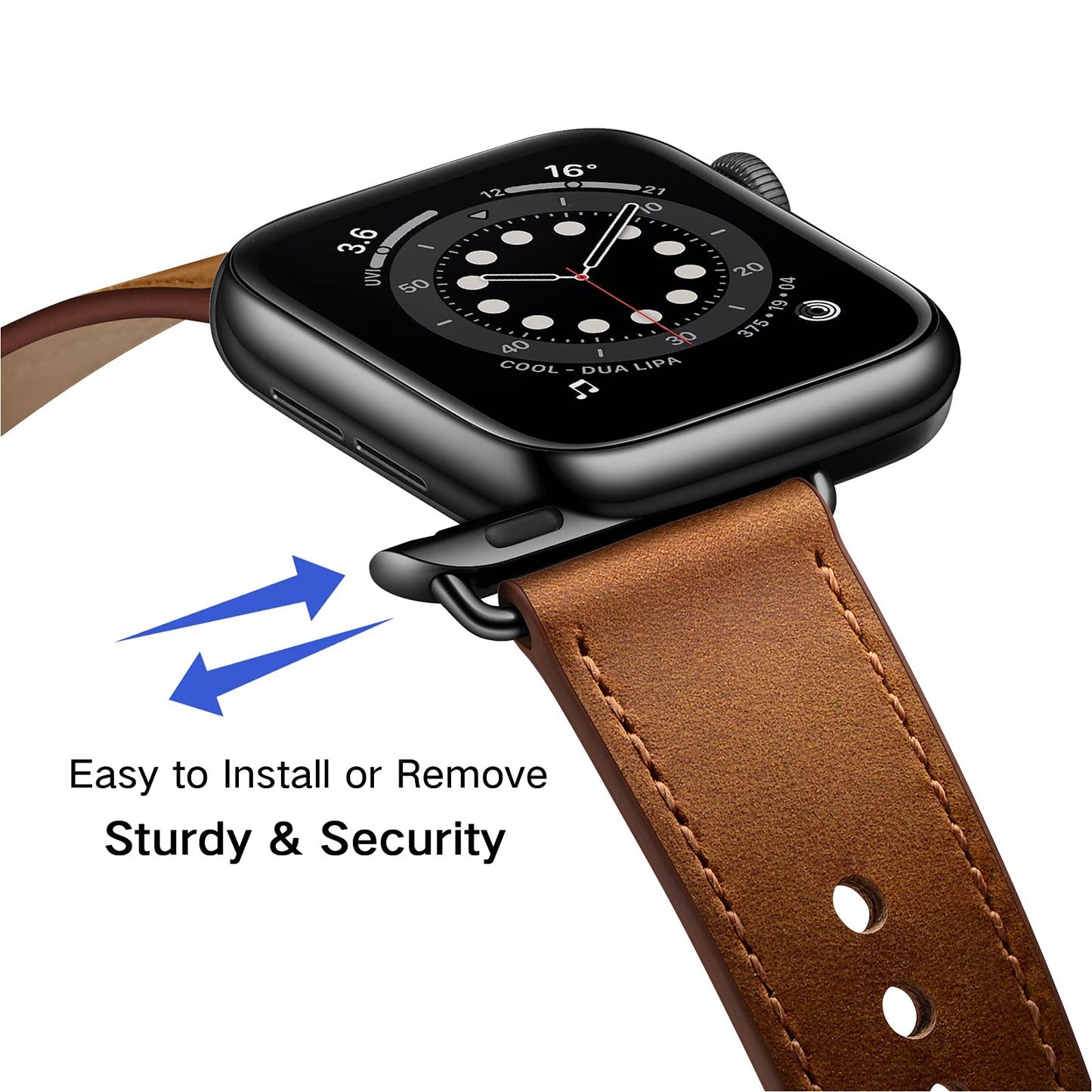 OUHENG Leather Bands Compatible with Apple Watch Band 42mm/41mm/40mm/38mm, Genuine Leather Replacement Strap for iWatch SE3 SE2 SE Series 11 10 9 8 7 6 5 4 3 2 1 (Retro Brown/Black)