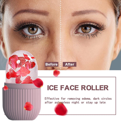 XHJRI Ice Cube Roller Massager for Face, Eyes and Neck Naturally Conditioning and Skin Care,De-Puff Eye Bags,Reduce Migraine Pain,Reusable Massage Silicone Ice Mold (Pink)