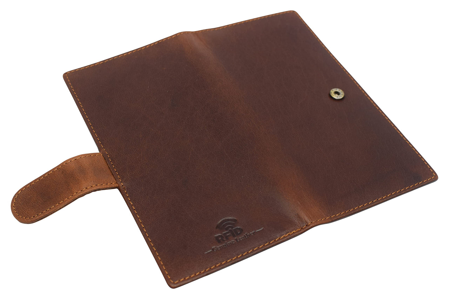Marshal Genuine Leather Basic Checkbook Holder with Snap Closure (Buffalo Leather Tan)