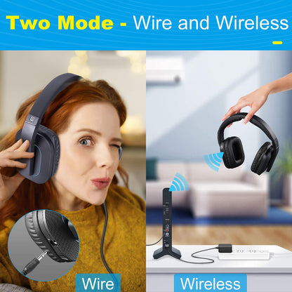 Wireless Headphones for Smart TV Watching with Transmitter Charging Dock, Digital Optical System, High Volume Headset Ideal for Seniors/Hearing Impaired, 100 Foot Wireless Range No Audio Delay