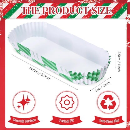 Yinkin 300 Pcs Paper Hot Dog Trays Valentine's Day 6 Inch Food Trays Concession Stand Supplies Disposable Hot Dog Holder Paper Hotdog Boats Rectangular Liners for Christmas Party(Green Red,Checkered)