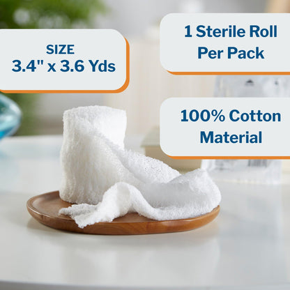 McKesson Sterile Gauze Roll Bandages, 3.4 in x 3.6 yd