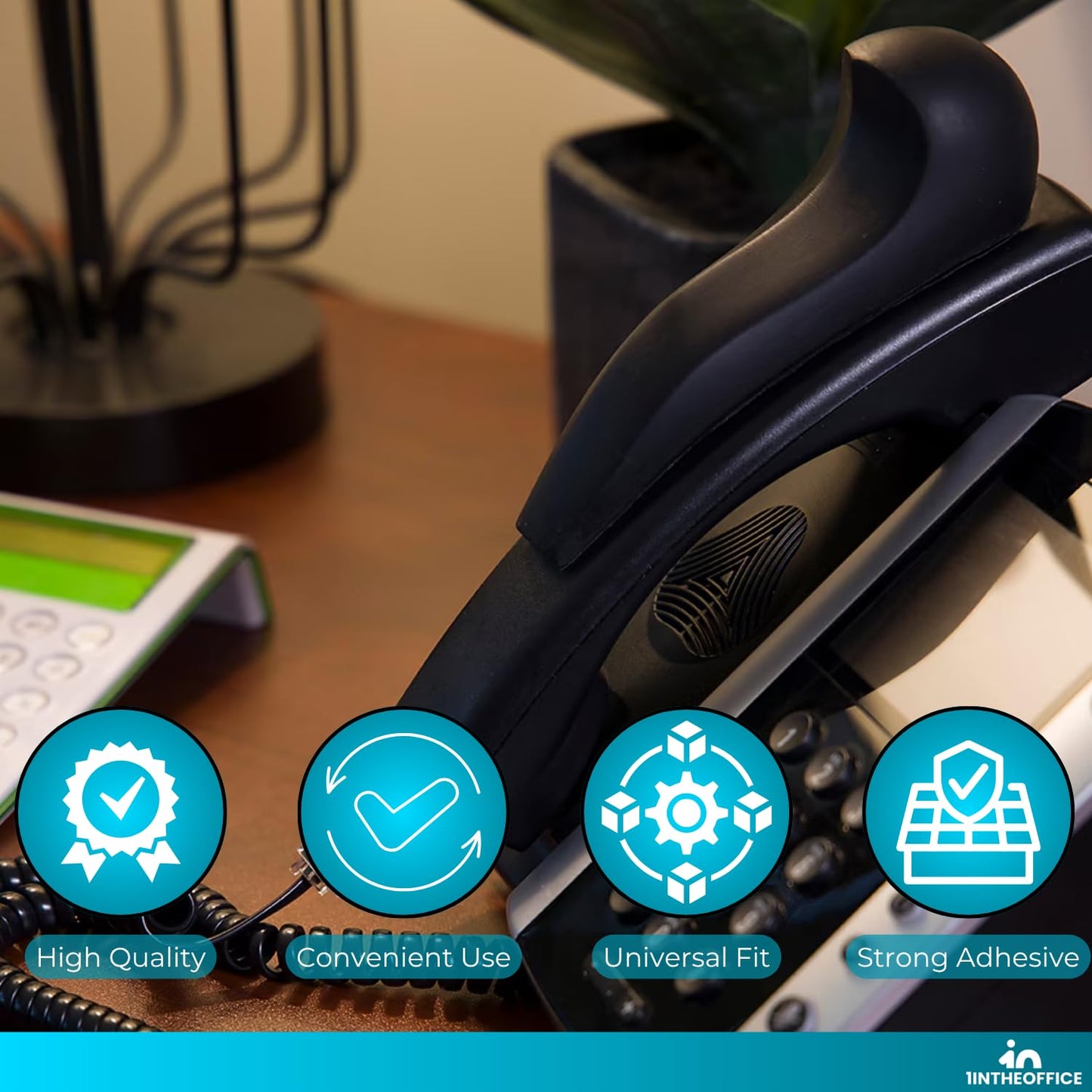 1InTheOffice Phone Shoulder Rest for Office Desk Telephones, Ergonomic Hands-Free Comfort, Non-Slip Design, Universal Fit, Black, 1 Pack