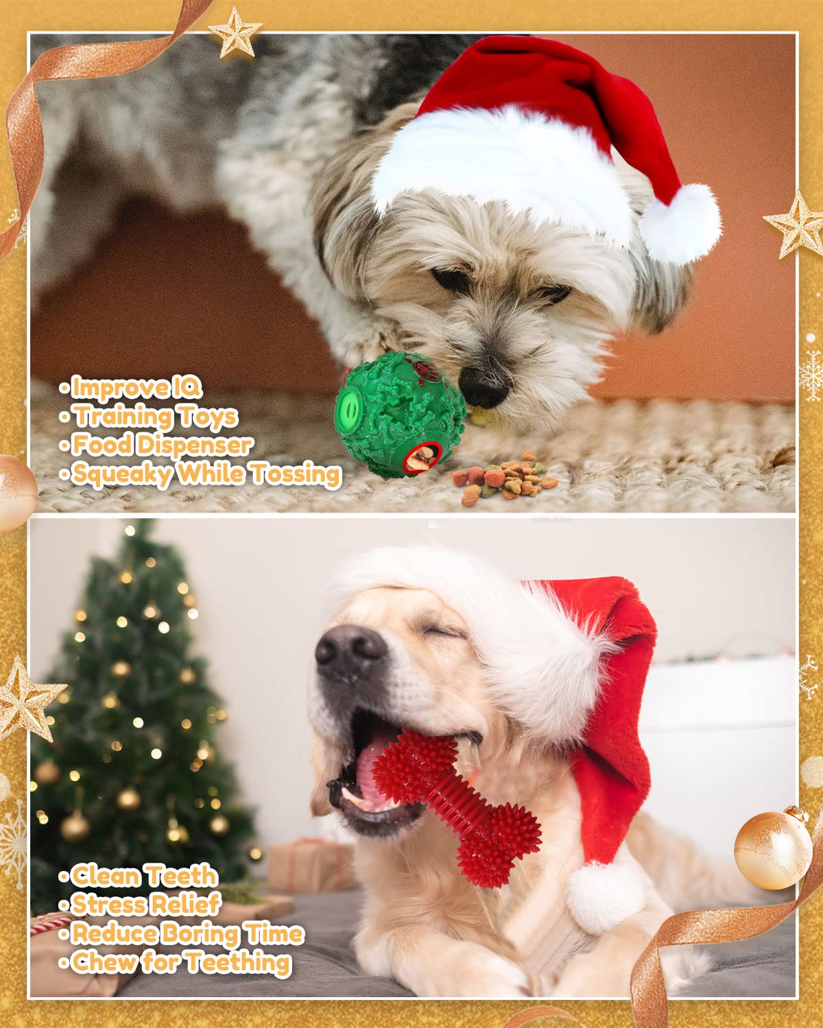 Pweituoet Christmas Dog Toys with Dog Christmas Stocking, Adorable Gifts for Puppy Small Medium Large Dog