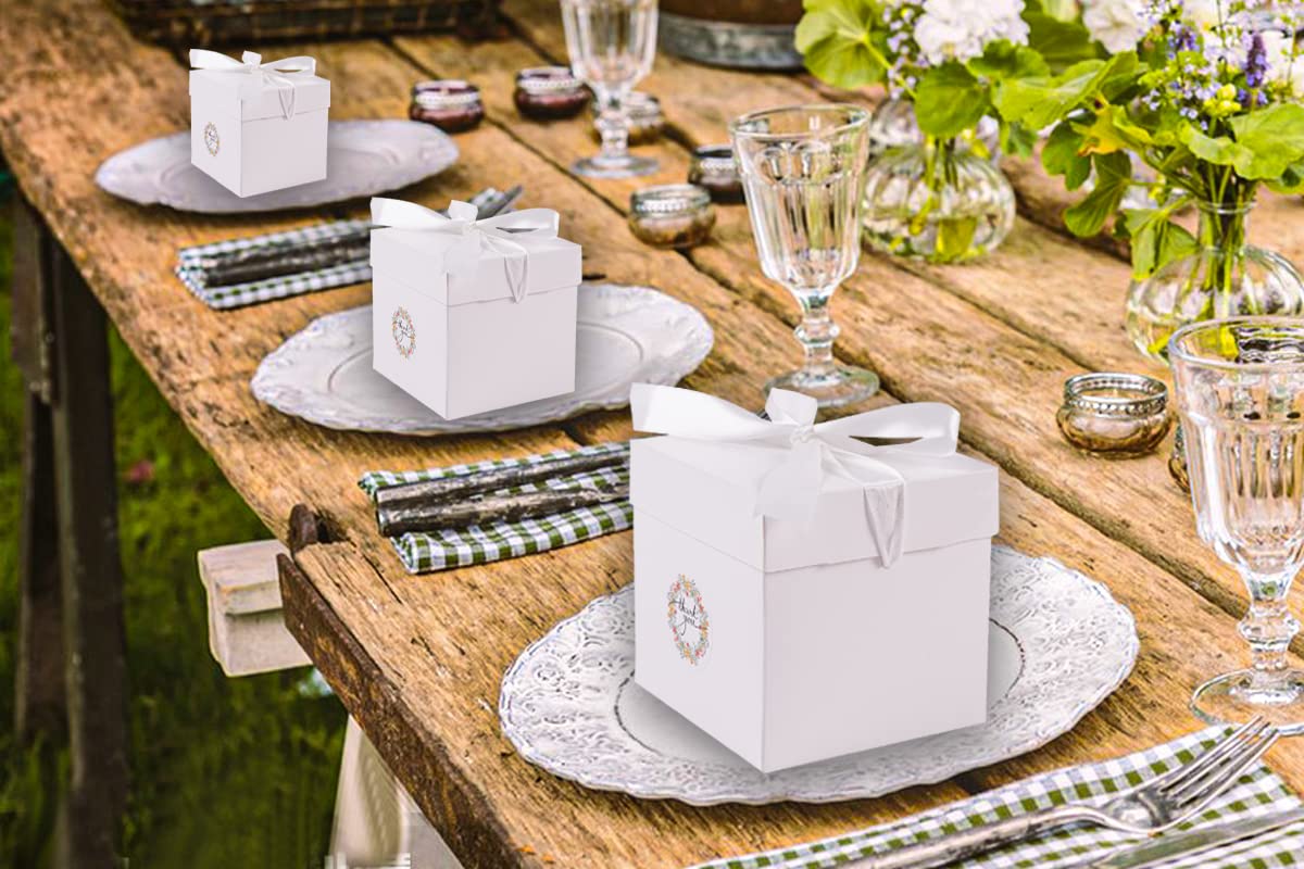 Elephant-package 12Pack White 6Inch Gift Boxes with Lids, Squared Boxes with Lids Perfect for Weddings, Birthday Party Favor, Engagements, Graduations, Holidays, Christmas Xmas, New Year.