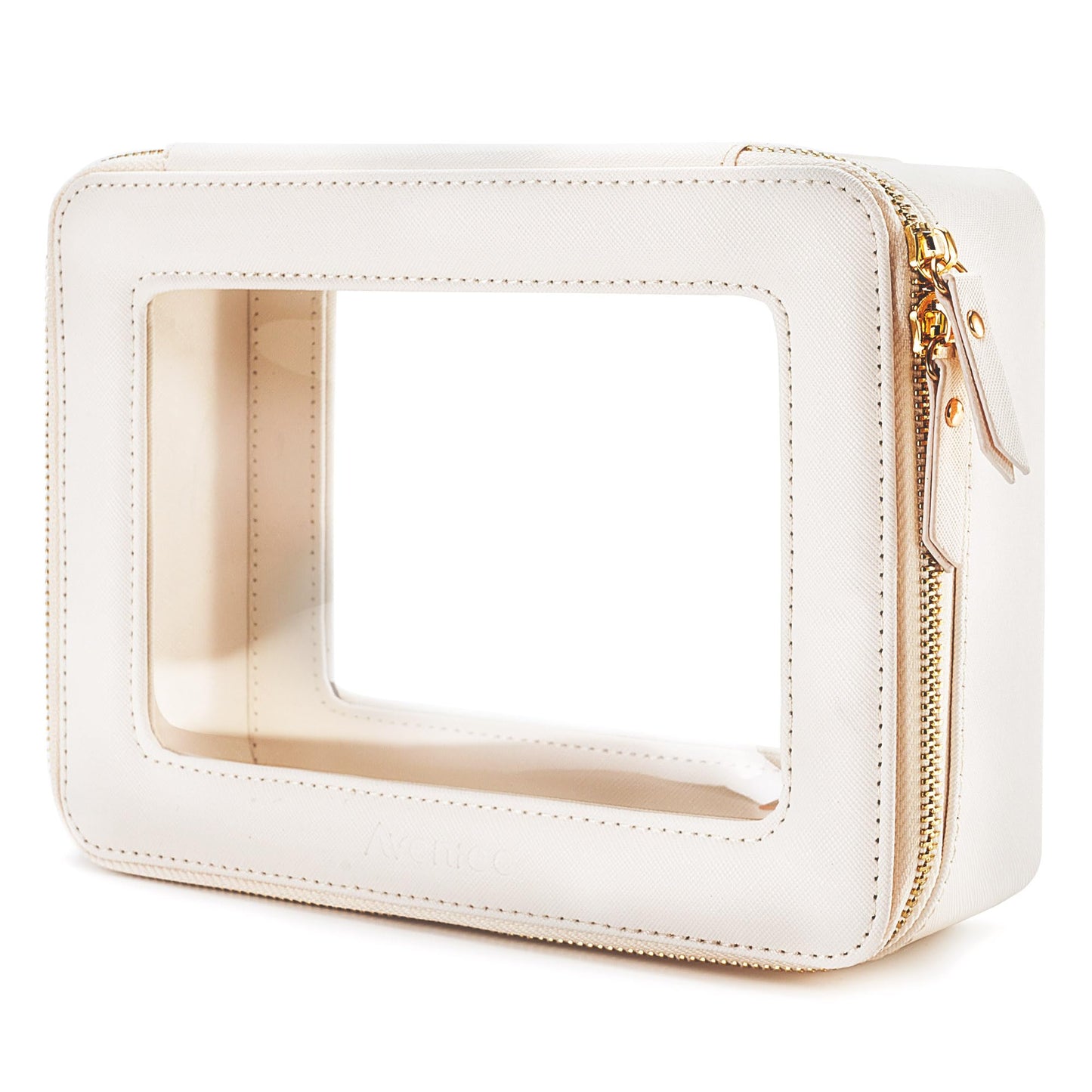 Aveniee Clear Makeup Bag Organizer, Travel Toiletry Bag Cosmetic Case for Women, Make Up Skincare Pouch Car Organizer Bag with Zippers for Essentials,White,Medium Classic