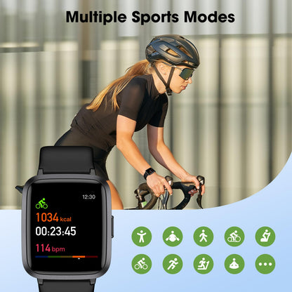LIVIKEY Fitness Tracker Watch with Heart Rate Monitor, Activity Tracker with Pedometer, Sleep Monitor, Calories & Step Counter, IP68 Waterproof Smart Watches for Women Men Fitness Watch for Sports