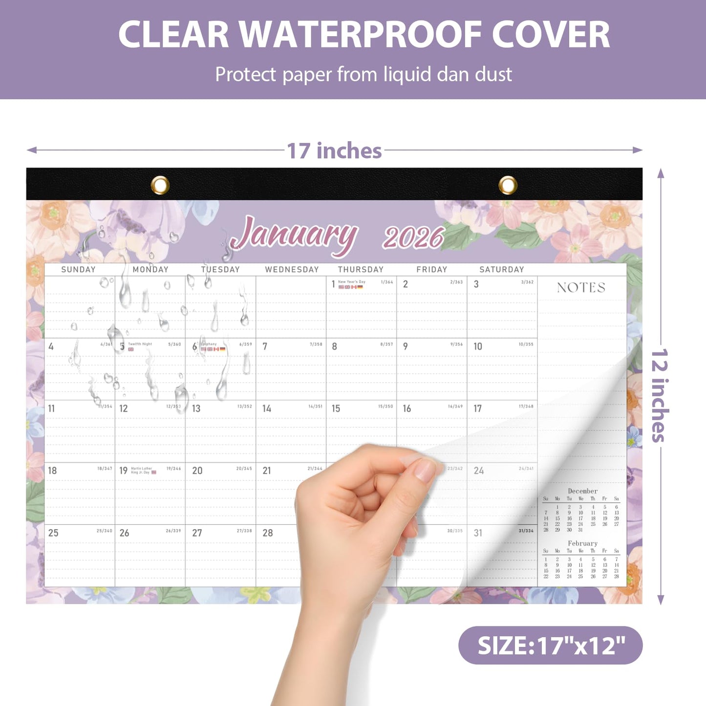 2026 Desk Calendar, Large Desktop/Wall Monthly Calendar (Jan. 2026 - Jun. 2027) 17'' x 12'' Personal Desk Planner for Teacher Family School Office Supplies