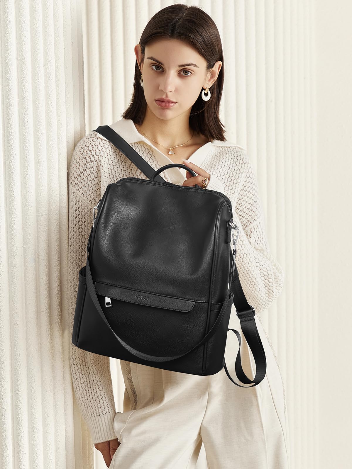 CLUCI Backpack Purse for Women Backpack Purse Black Leather Anti-theft Large Fashion Designer Travel Bag Ladies Shoulder Bags