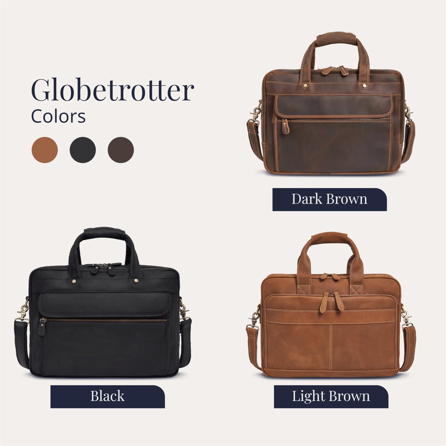 Luxorro Full Grain Leather Briefcase, Handcrafted Laptop Bag with Multiple Compartments, Fits 15.6 Inch Laptop