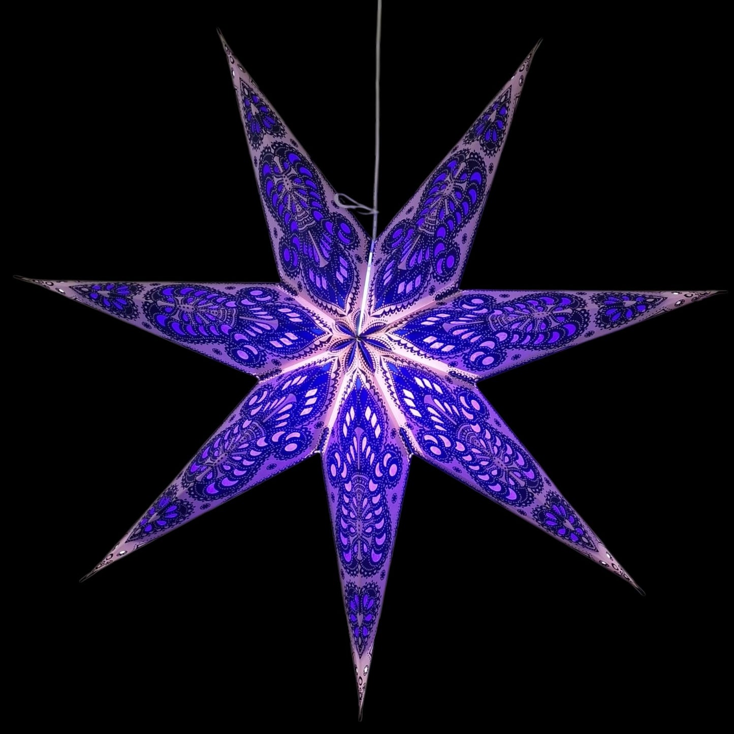 YEPSIO Lantern Lampshade Paper Star Light Shades Large 60cm Hanging Decorations for Christmas Wedding Home Decoration Birthday Party Foldable 7 Pointed Star (Purple)