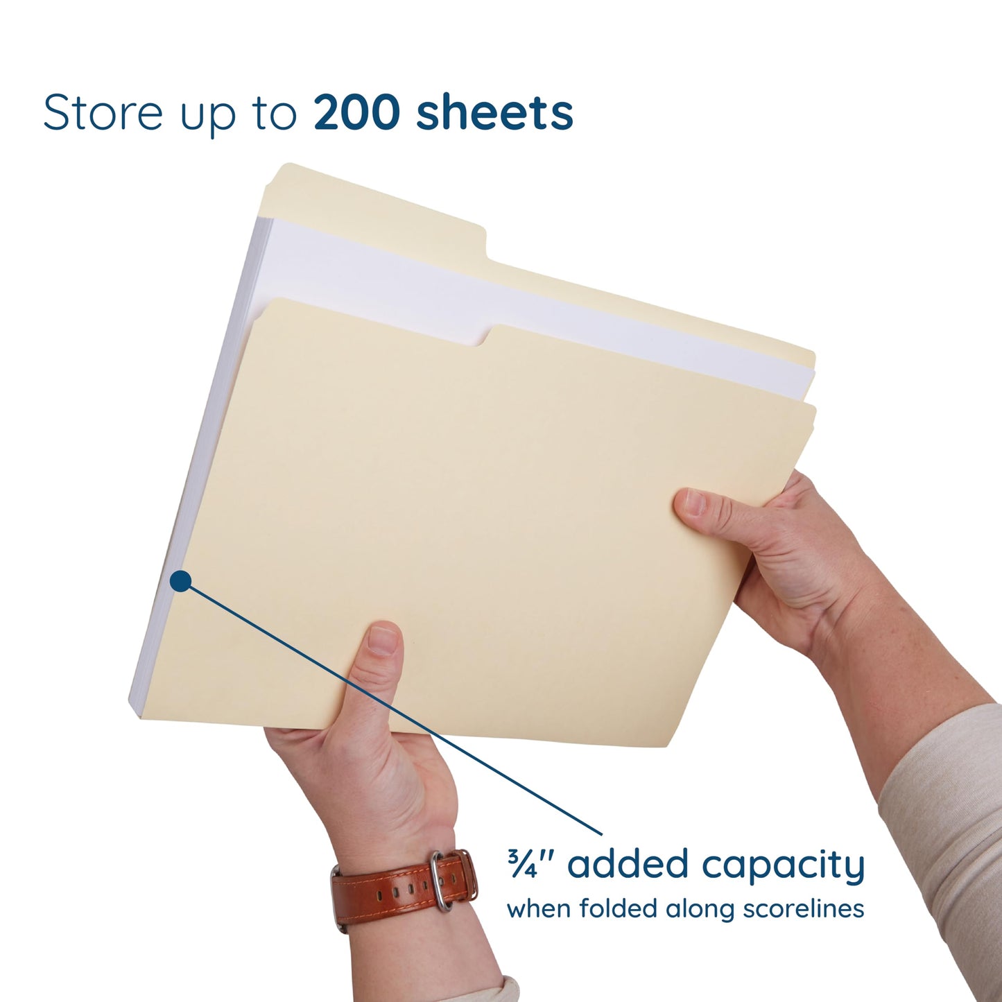 200 Blue Summit Supplies Manilla Folders - Letter Size File Folders with 1/3 Cut Top Tabs, Assorted Positions, Durable 11pt Manila Paper for Office Organization