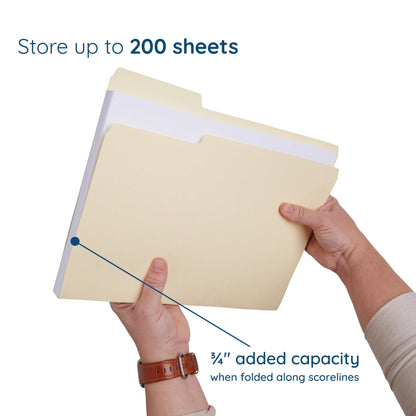 200 Blue Summit Supplies Manilla Folders - Letter Size File Folders with 1/3 Cut Top Tabs, Assorted Positions, Durable 11pt Manila Paper for Office Organization