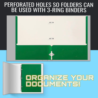 Better Office Products Two Pocket Portfolio Folders, 50-Pack, Green, Letter Size Paper Folders, 50 Pieces, Green, Paper folders with Pockets