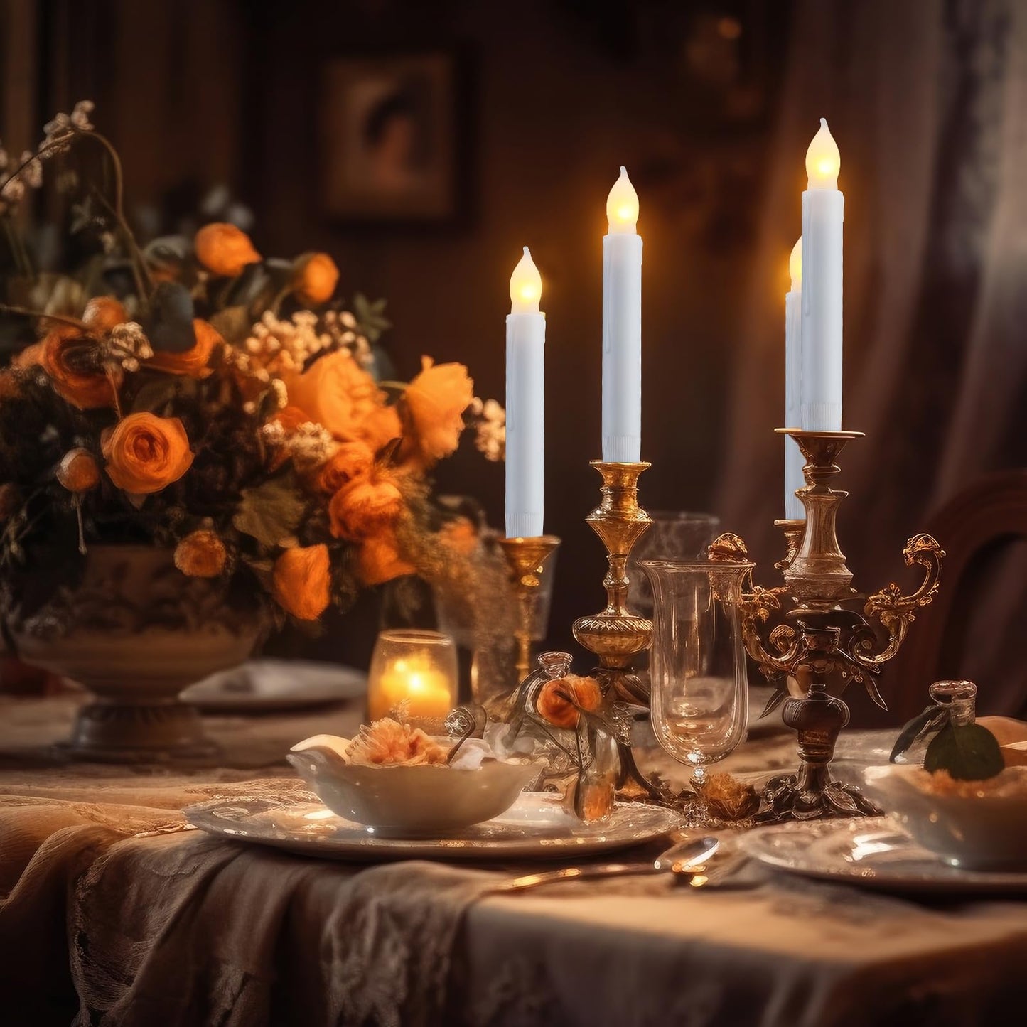 VIHOSE 200 Pcs 6.5 inch Flameless LED Taper Candles - Battery Operated Flickering LED Candles with Warm Yellow Light for Wedding, Church, Christmas, Halloween
