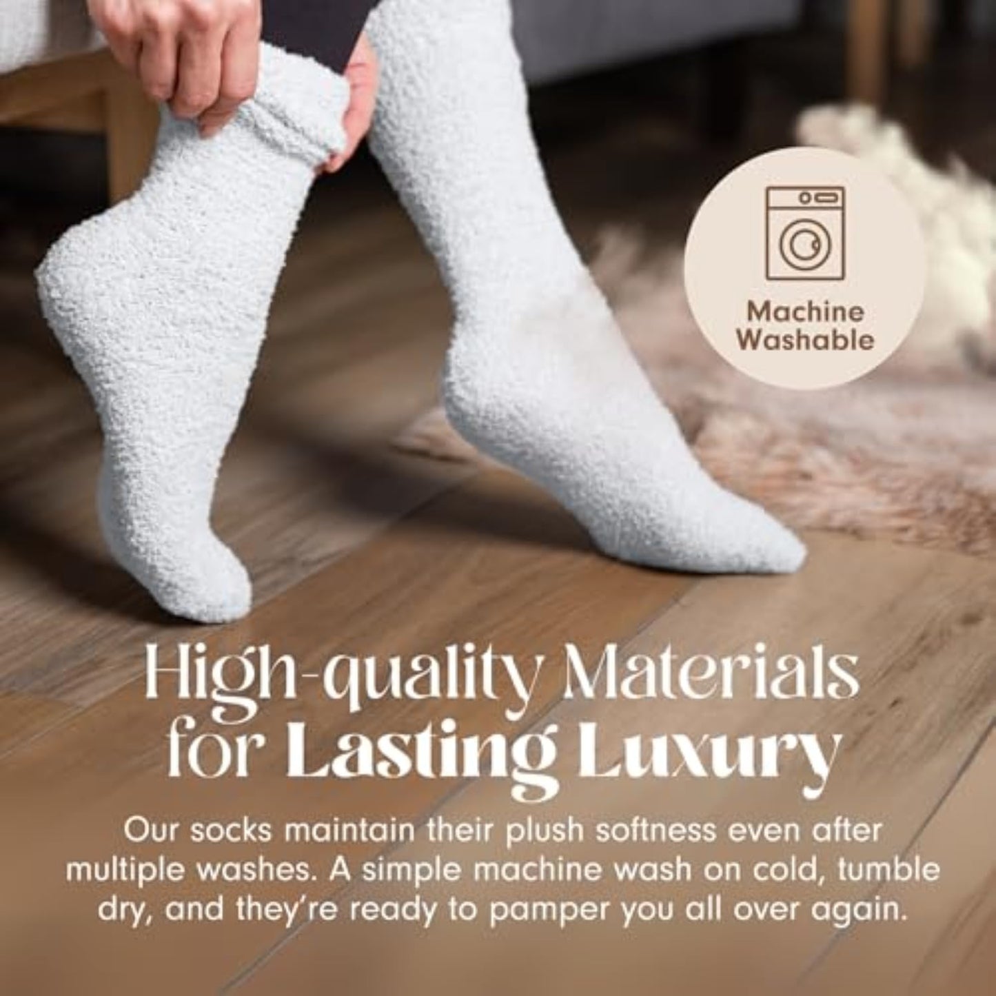 Unboxme Fuzzy Socks for Women & Men - Premium Cloud Socks, Ultra-Soft Warm Sleep Socks, Cozy Fluffy Comfort, 2 Pairs White