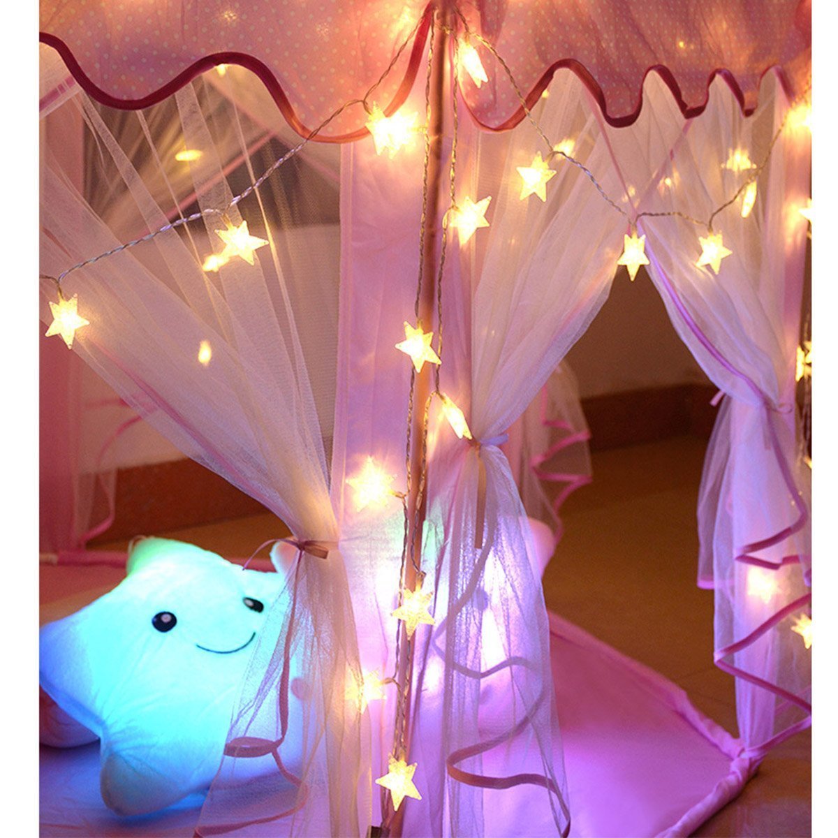 Homeleo Warm White 50 Led Star Fairy Lights with Remote Control, Battery Powered Five-Pointed Star String Lights