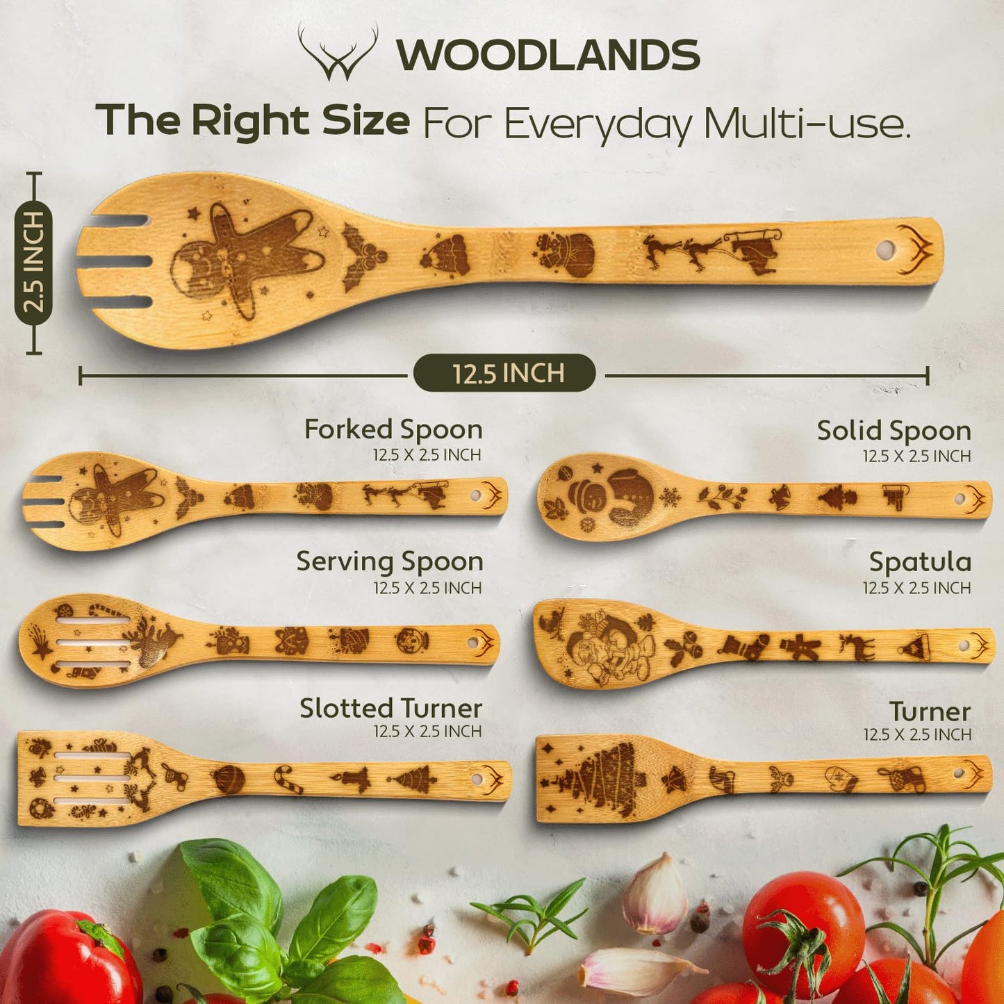 Christmas Wooden Spoons for Cooking - 6-Piece, Christmas Kitchen Utensils Gifts for Kitchen Decor including Spatulas & Spoons, Heat-Resistant, Eco-Friendly And Safe for Non-Stick Cookware