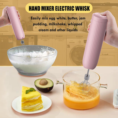 4-in-1 Electric Hand Mixer, Electric Whisk, Mini Onion Chopper 10Oz, Small Cordless Hand Blender, Milk Frother Wand for Coffee, Matcha, 4 Speed Rechargeable Food Processor for Baby Food Maker