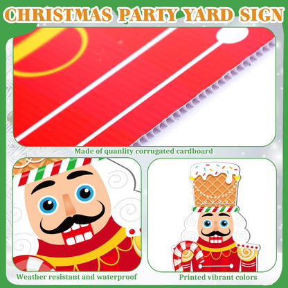 Wenqik 2 Pcs Large Christmas Nutcracker Outdoor Decorations with LED Light, Nutcracker Yard Sign with Stakes 39 x 13 Inch Christmas Outdoor Yard Decorations for Xmas Holiday Lawn Porch Party Supplies