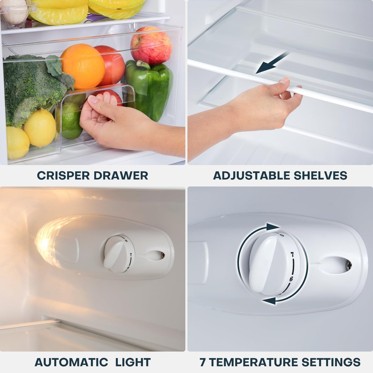 Upstreman 3.1 Cu.Ft Mini Fridge with Freezer, Double Door Small Fridge, Dorm Essentials, Adjustable Thermostat, Energy Saving, Mini Refrigerator for Office, Dorm, Bedroom, Black