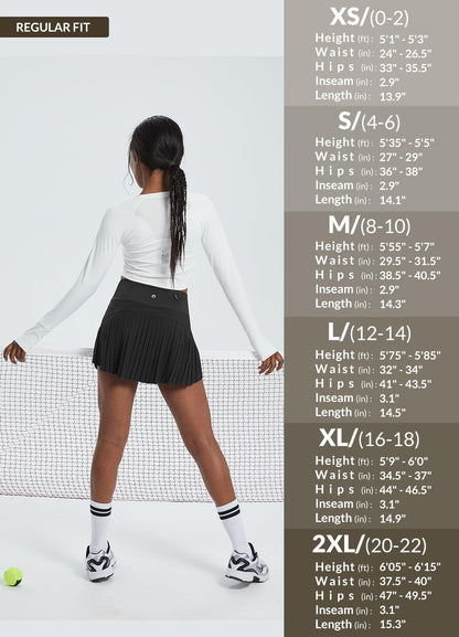 baleaf Pleated Tennis Skirt Skorts Skirts for Woman High Waisted Lightweight Athletic Golf Workout with Shorts Pockets Black Medium