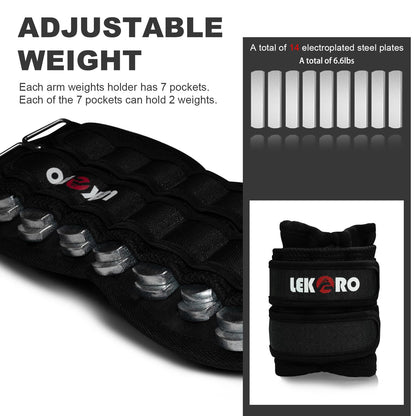 Ankle Weights Wrist Weights for Men Women, 1 Pair Adjustable Removable Steel Weighted Plates Arm Leg Weights for Walking Running Pilates, Fitness Weights