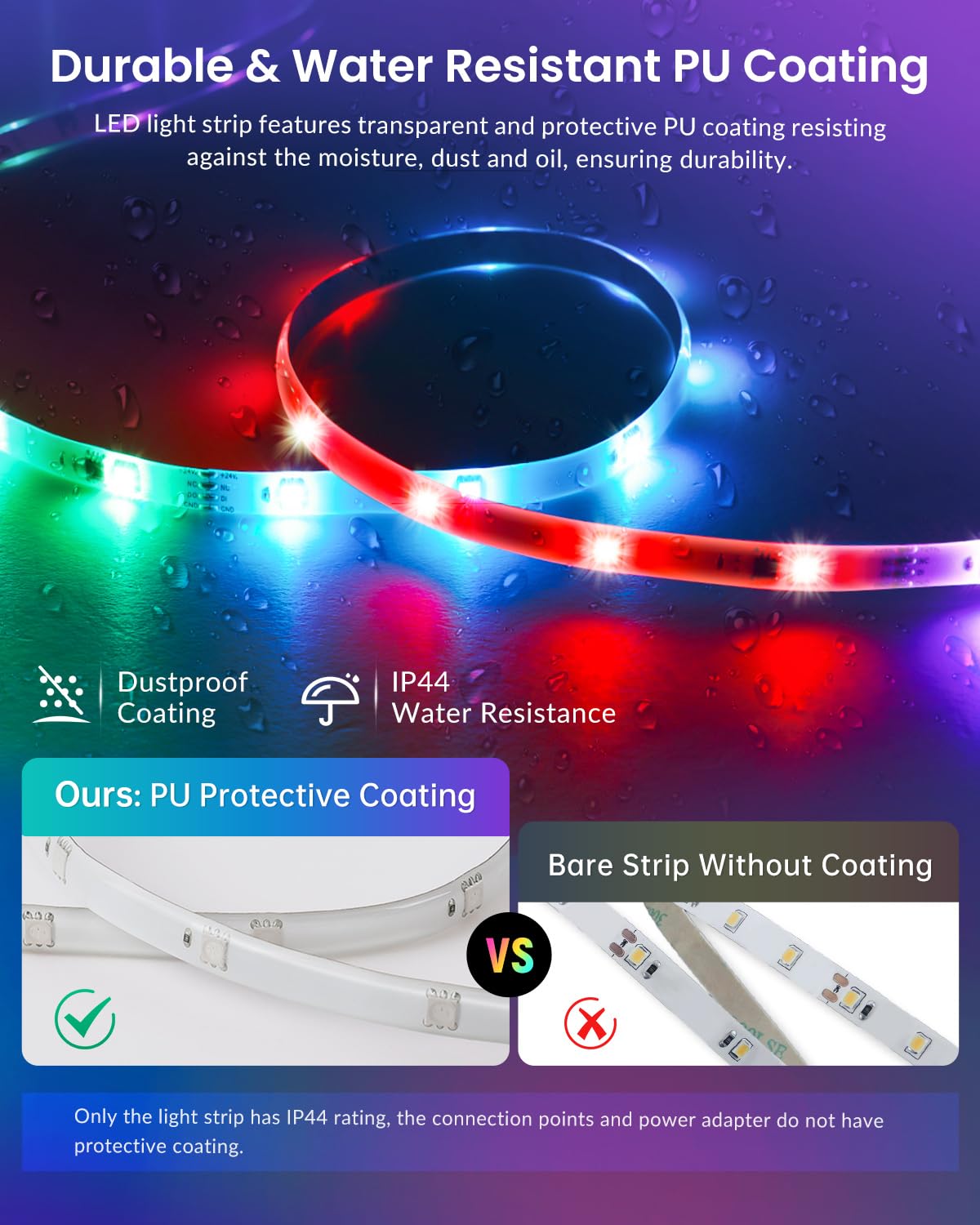 Pak LED Lights for Bedroom, 32.8ft(2 Rolls of 16.4ft) Smart RGB+IC LED Strip Lights with App/Remote Control, Music Sync Color Changing Flexible LED Lights with 64 Scene Modes for Party, Home, Gaming
