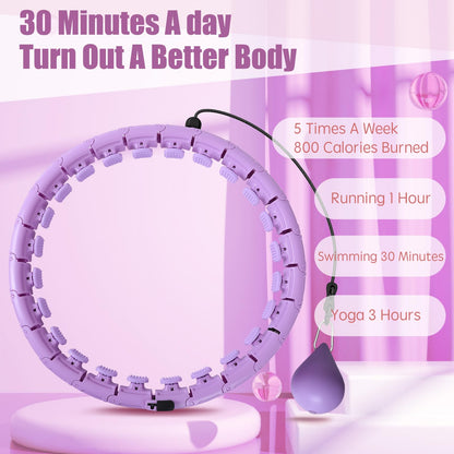 OurStarry 32 Knots Weighted Workout Hoop Plus Size, Smart Waist Exercise Hoop for Adults Weight Loss (32Links Purple)