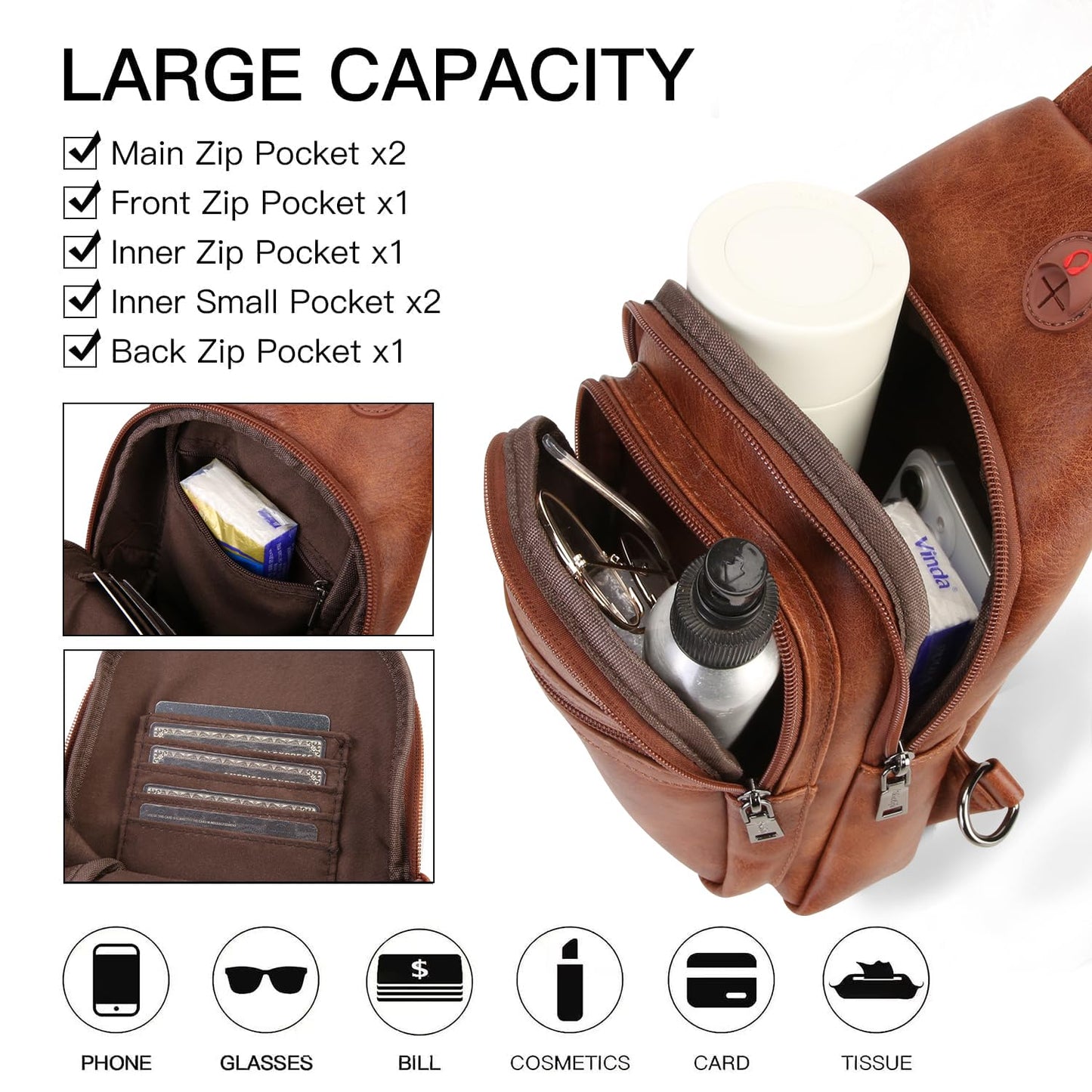 HiChiclife Sling Bag for Women Crossbody Bags for Women Trendy Crossbody purse Fanny Pack Chest Bag for Travel