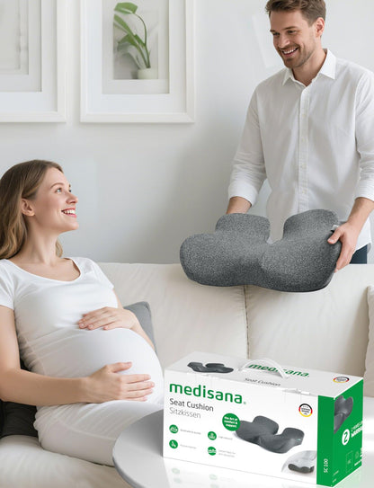 medisana Seat Cushion, SC 100 Seat Cushions for Office Chairs, Car Seat, Wheelchair - Sciatica & Tailbone & Coccyx Pain Relief Pillow for Driver Sedentary, Gift for Women Men(Size:18*14.6*3.54in-Grey)