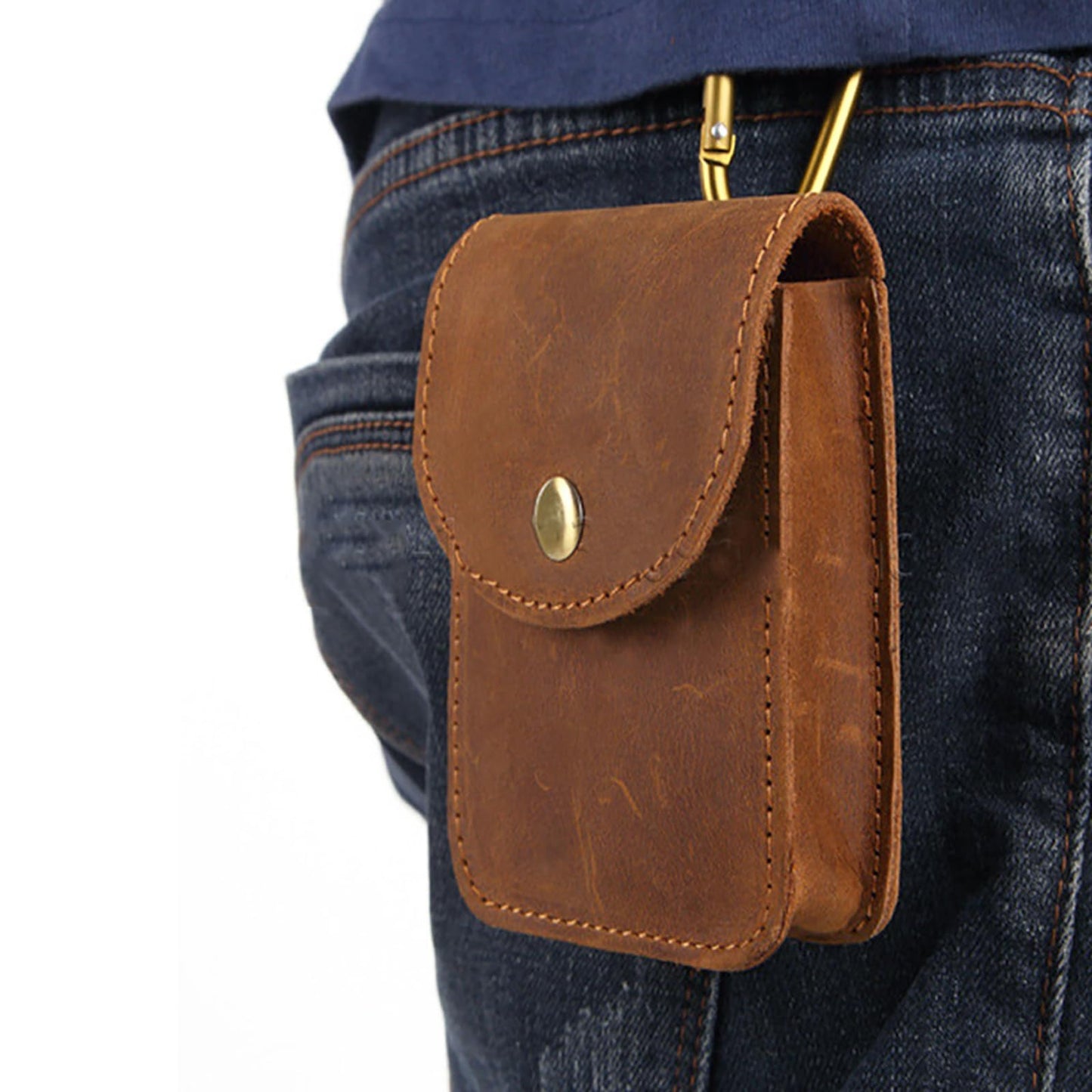 aolaso Genuine Leather Playing Card Case, Single Deck Playing Card Box，Leather Pouch Multipurpose with Belt Clip for Carrying Cards Small Tools Storage